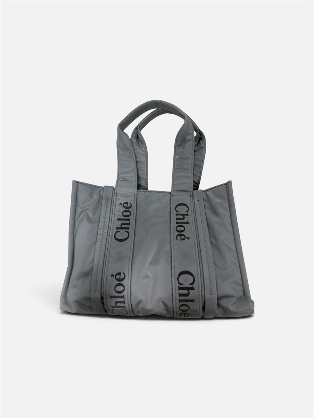 Chloé Grey Logo Strap Nylon Tote